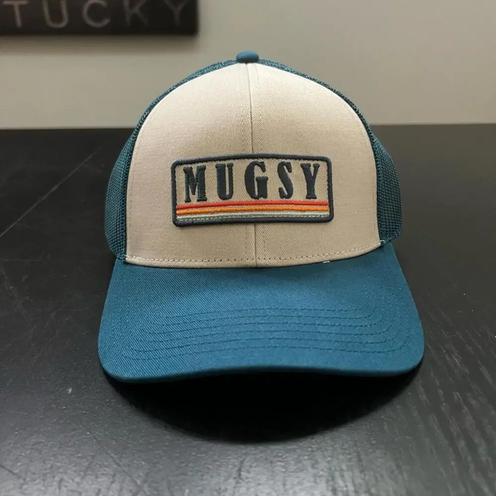 Mugsy‎ Trucker Hat Teal Cream Retro Logo Patch Snapback OSFM